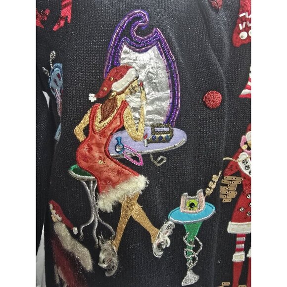Design Options Philip & Jane Gordon Chic Christmas Cardigan Sweater Size L - Picture 10 of 16